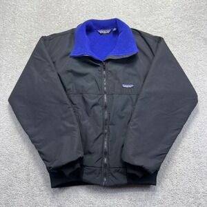 VINTAGE Patagonia Jacket Size Small Black Bomber Zip Up Fleece Lined Made in USA